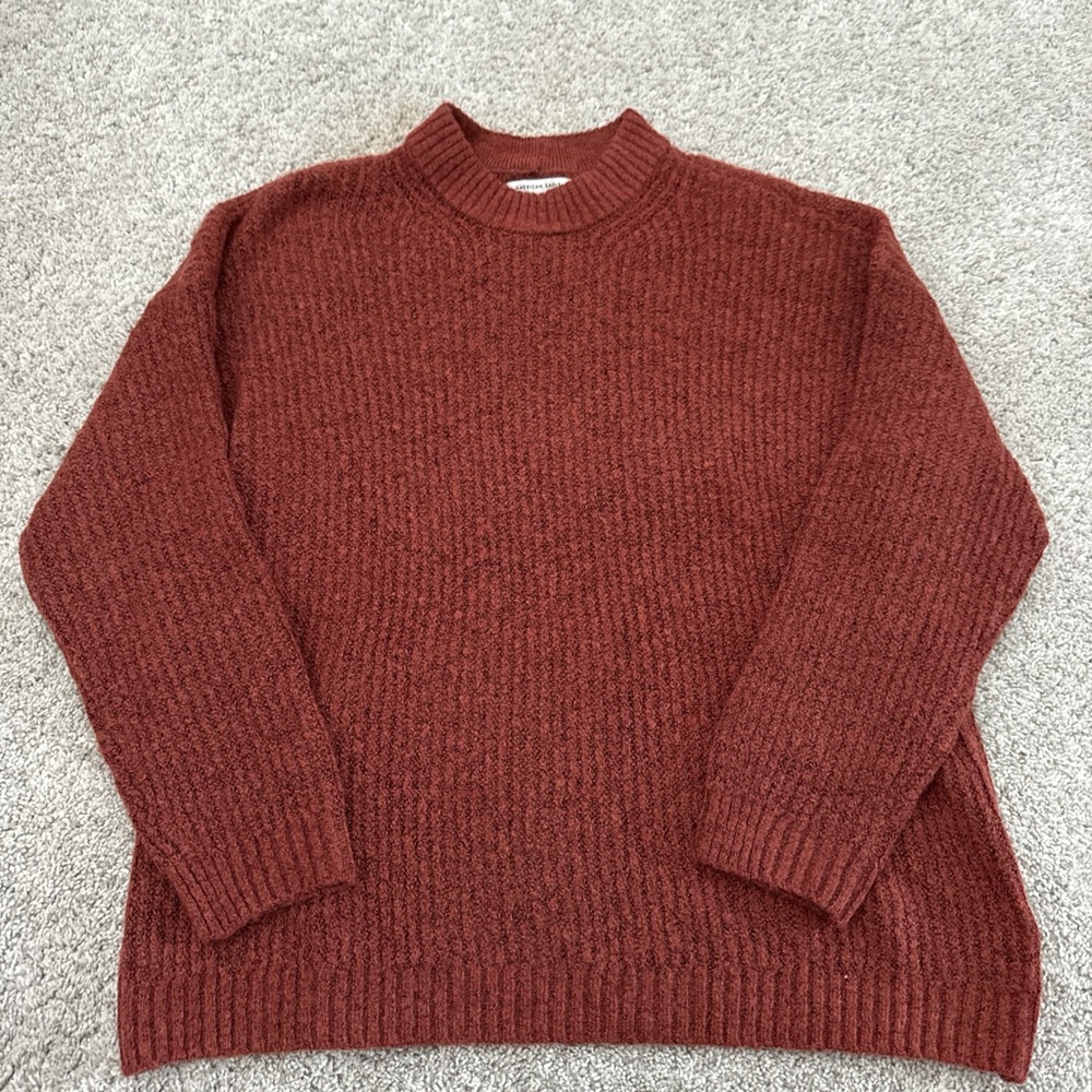 American Eagle Outfitters Brown Crewneck Sweater Chunky Knit